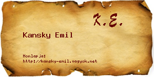 Kansky Emil névjegykártya